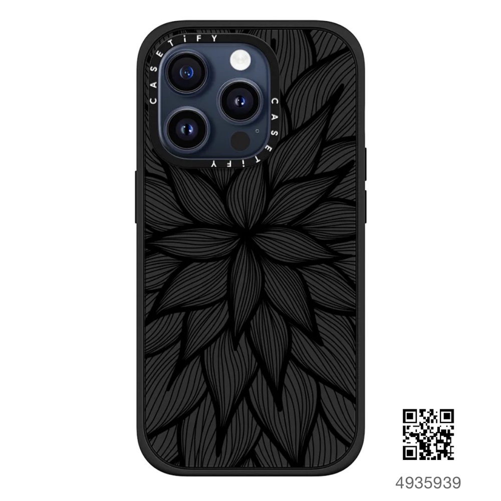 Casetify Black Leaf Pattern Phone Case, iPhone 15 Pro